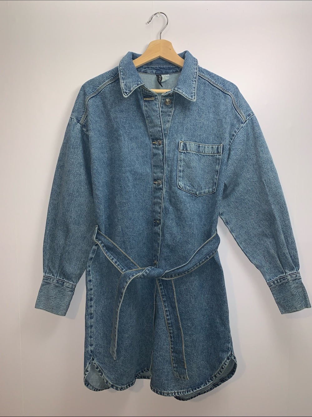 H&M Divided Denim Button-Up Dress in Medium Blue